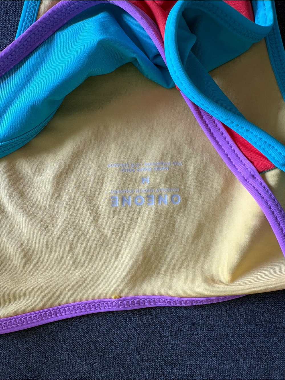 ONEONE Swim Ariane Alexa Bikini Set Brighton Colorblock Red Teal Yellow Retro - Picture 2 of 4